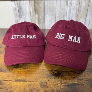 Maroon 'Big Man' and 'Little Man' Cap Set